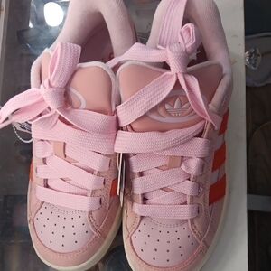 adidas Pink Sneakers with Orange Stripes